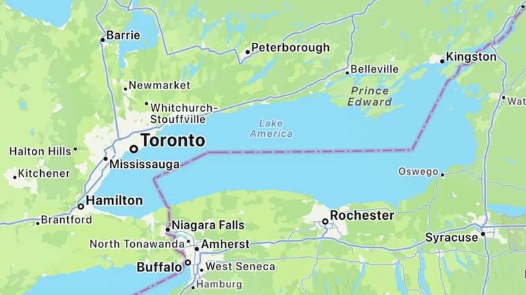 Apple urmează exemplul Google și redenumește Lacul Ontario în „Lacul America” pentru utilizatorii din SUA, la cererea lui Trump