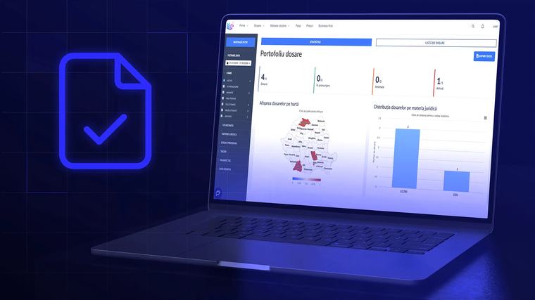 Managementul dosarelor de instanță Primești notificări automate când apar modificări în dosarele urmărite, fără să verifici manual portalurile.
