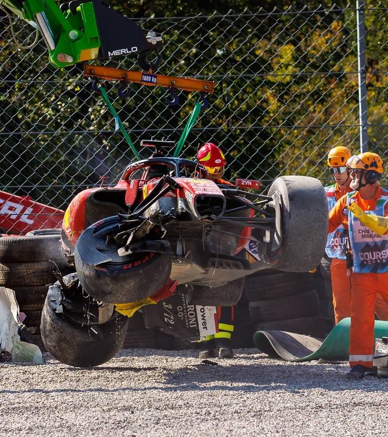 Leclerc, accident violent la Monza FOTO: Pilotul Ferrari, nevoit să abandoneze în MP al Italiei, după ce a făcut praf monopostul. Antonelli a intrat în istorie