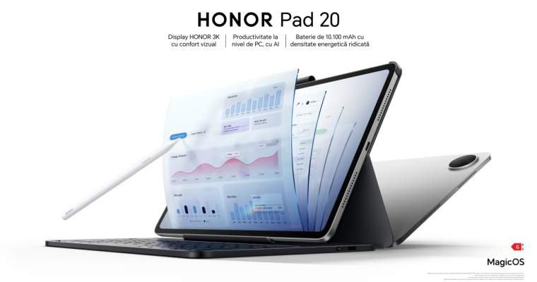 Honor Pad 20, tabletă 3K de 12,1 inci și posibilitate de conexiune 5G 7 Septembrie 2026